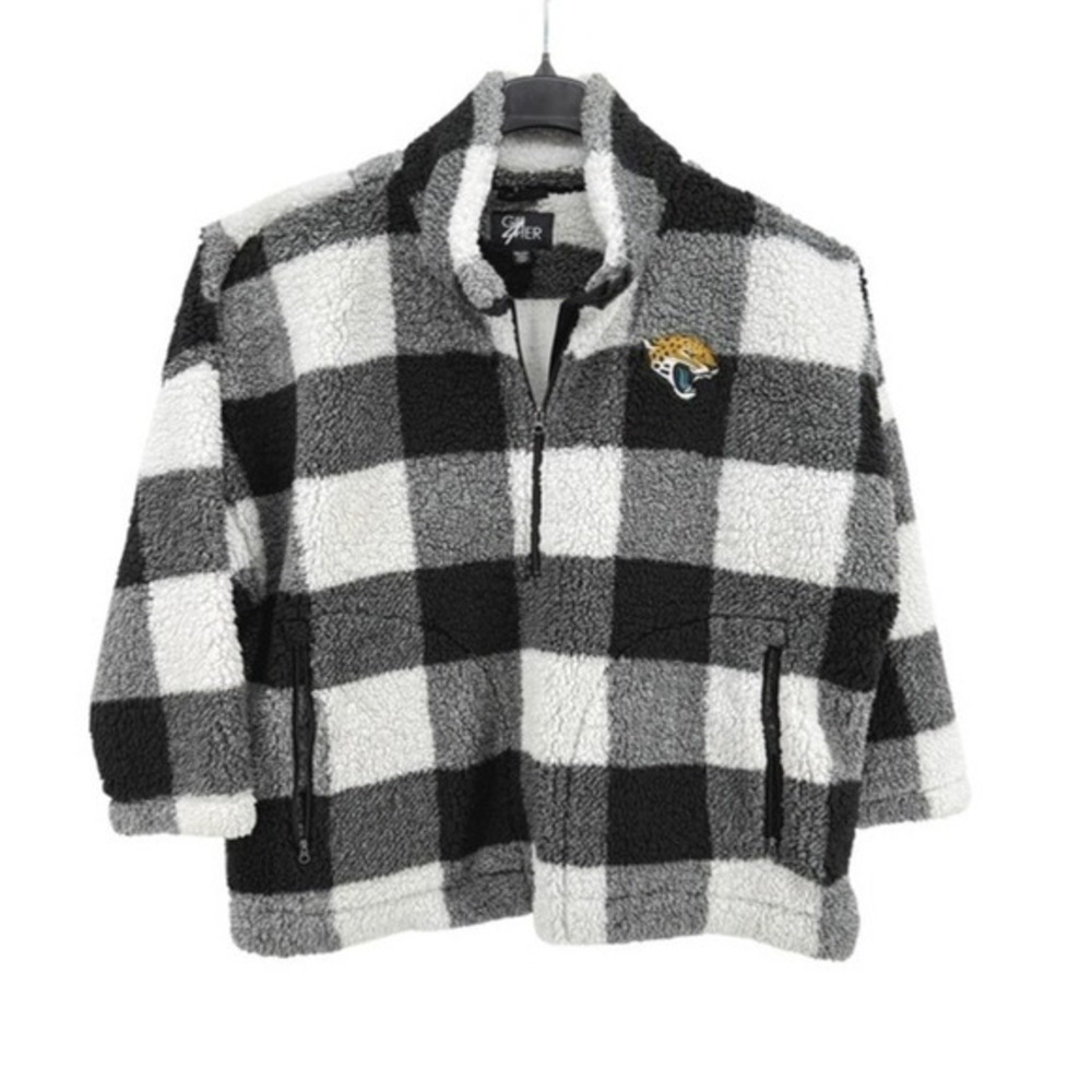 GIII 4Her NFL Jacksonville Jaguars Women 4XL Pre-Owned Fleece Jacket Black Plaid
